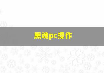 黑魂pc操作