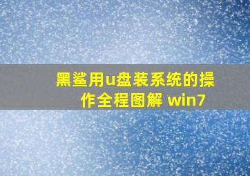 黑鲨用u盘装系统的操作全程图解 win7