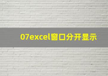 07excel窗口分开显示