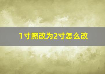 1寸照改为2寸怎么改