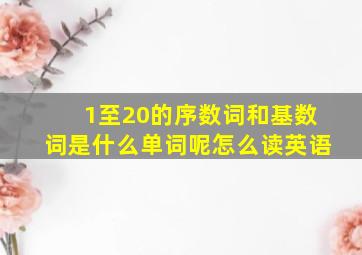 1至20的序数词和基数词是什么单词呢怎么读英语