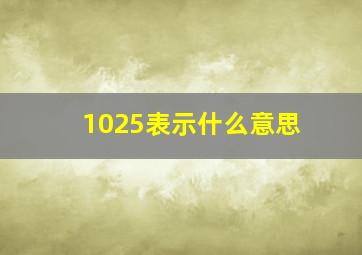 1025表示什么意思