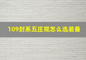 109封系五庄观怎么选装备