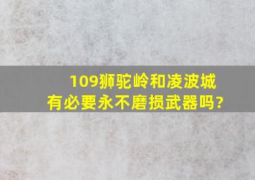 109狮驼岭和凌波城有必要永不磨损武器吗?