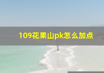 109花果山pk怎么加点