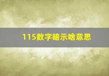 115数字暗示啥意思