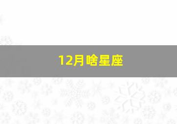 12月啥星座