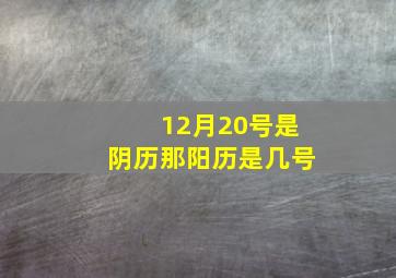 12月20号是阴历那阳历是几号