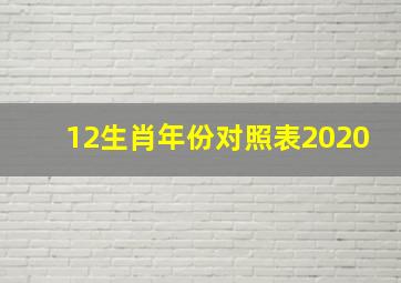 12生肖年份对照表2020