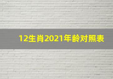 12生肖2021年龄对照表