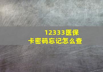 12333医保卡密码忘记怎么查