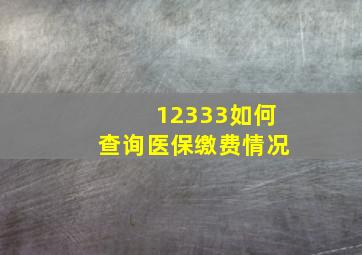 12333如何查询医保缴费情况