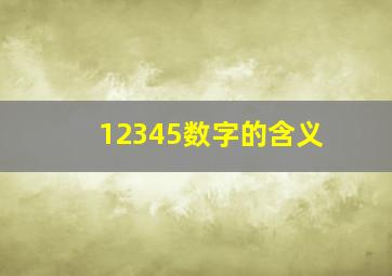 12345数字的含义