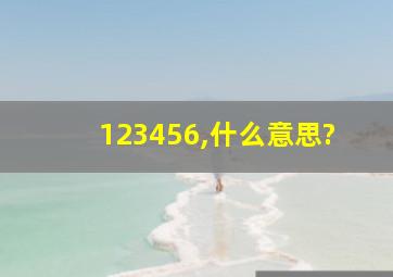 123456,什么意思?