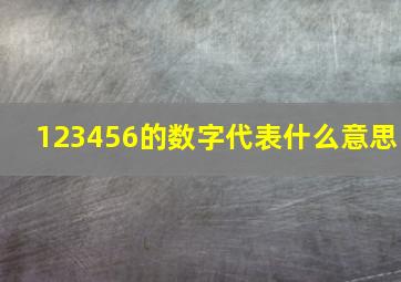 123456的数字代表什么意思