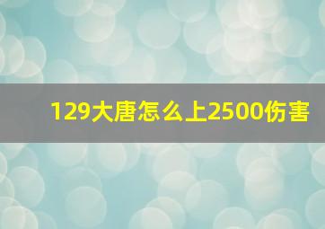 129大唐怎么上2500伤害