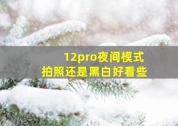 12pro夜间模式拍照还是黑白好看些