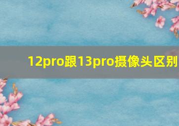 12pro跟13pro摄像头区别