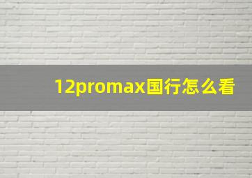 12promax国行怎么看