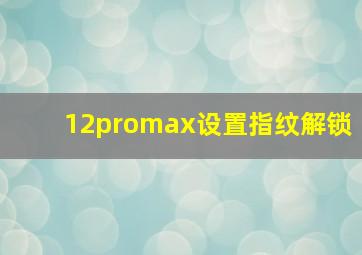 12promax设置指纹解锁