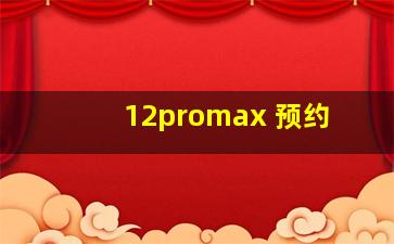 12promax 预约