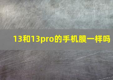 13和13pro的手机膜一样吗