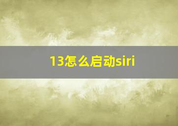 13怎么启动siri