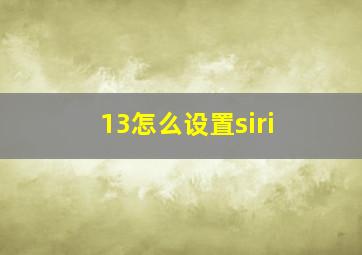 13怎么设置siri