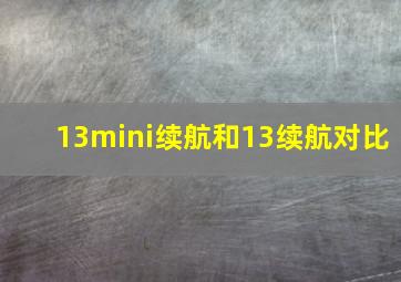 13mini续航和13续航对比