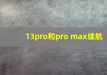 13pro和pro max续航