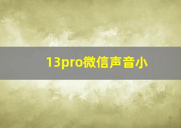 13pro微信声音小