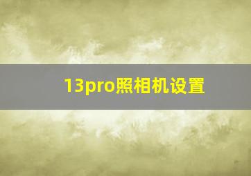 13pro照相机设置