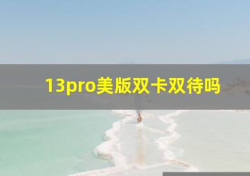 13pro美版双卡双待吗