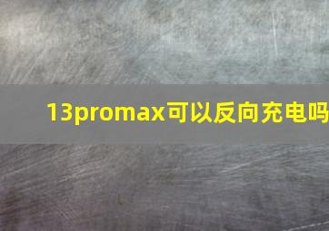 13promax可以反向充电吗