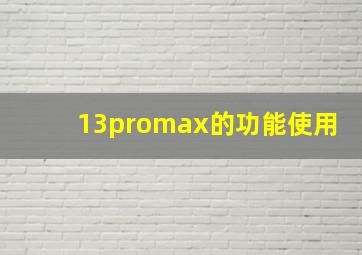 13promax的功能使用