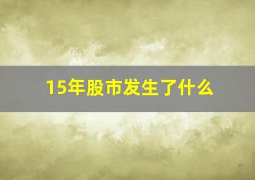 15年股市发生了什么