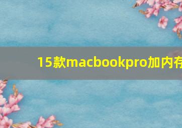 15款macbookpro加内存