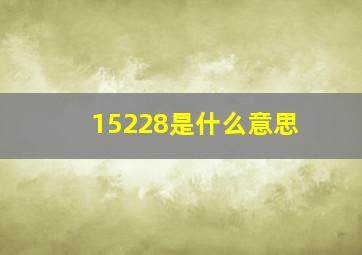 15228是什么意思