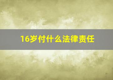 16岁付什么法律责任