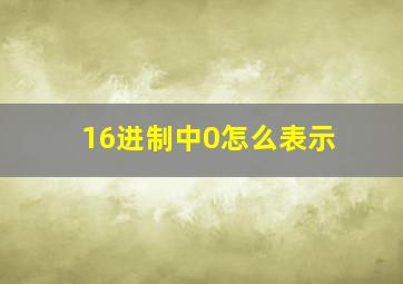 16进制中0怎么表示