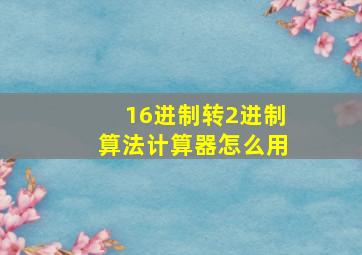 16进制转2进制算法计算器怎么用