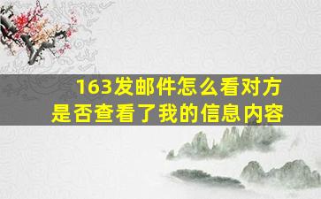 163发邮件怎么看对方是否查看了我的信息内容