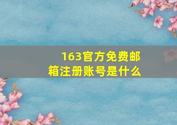 163官方免费邮箱注册账号是什么