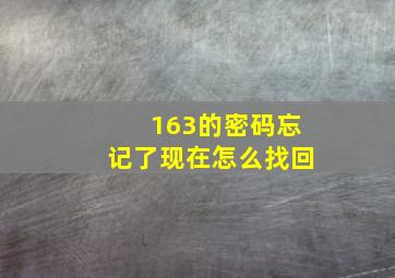 163的密码忘记了现在怎么找回