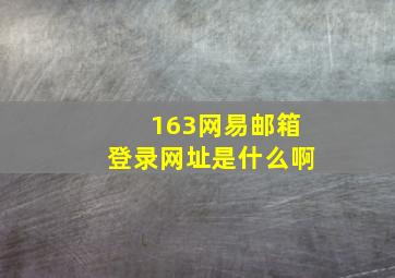 163网易邮箱登录网址是什么啊