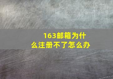 163邮箱为什么注册不了怎么办