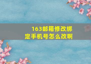 163邮箱修改绑定手机号怎么改啊