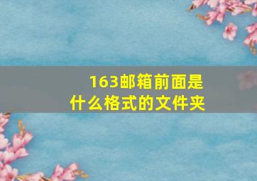 163邮箱前面是什么格式的文件夹