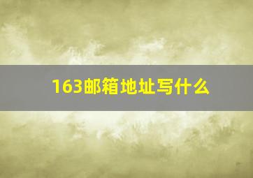 163邮箱地址写什么