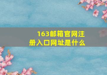 163邮箱官网注册入口网址是什么